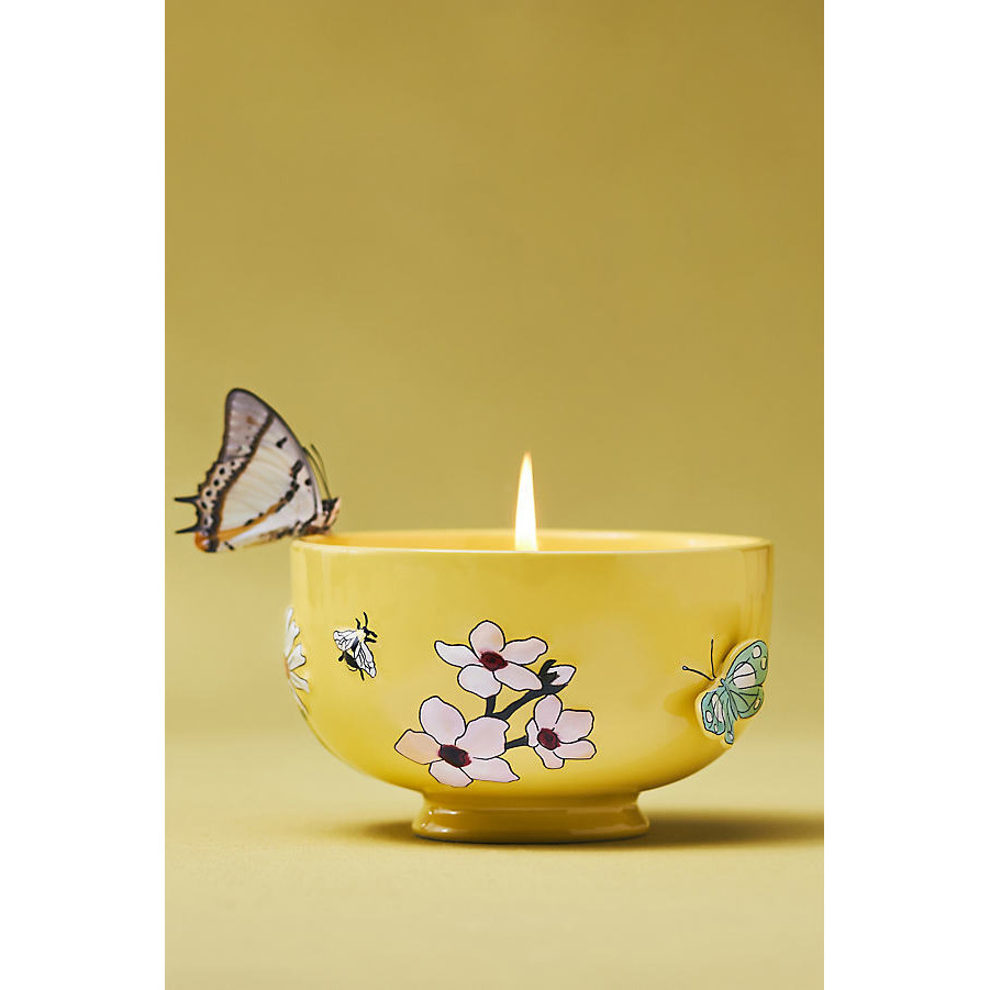 Faye Floral Jasmine Blossom Yellow Ceramic Candle - image 1