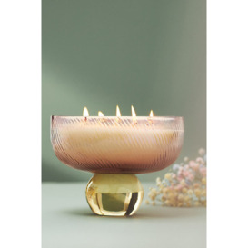 Pedestal Floral Peony Blush Glass Candle - thumbnail 1