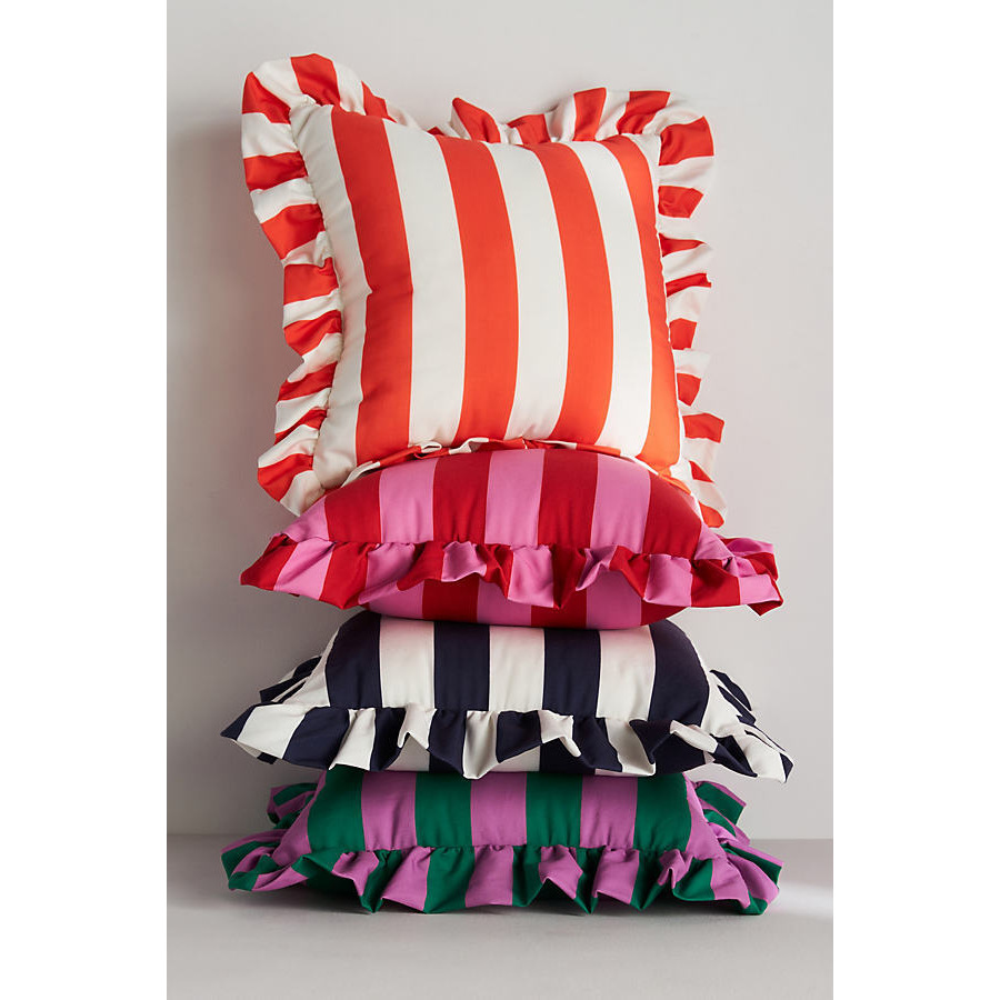 Maeve Striped Ruffle Indoor/Outdoor Cushion - image 1