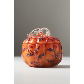 Handpainted Pumpkin Sweet Vanilla Glass Pumpkin Candle