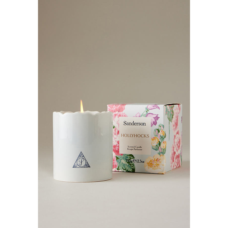 Sanderson Hollyhocks Floral Ceramic Candle - image 1
