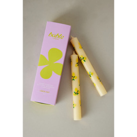 Bable London Hand-Painted Lemon Taper Candles, Set of 2