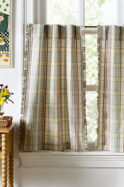 By Anthropologie Tucker Ruffle Edge Cotton Cafe Curtains, Set of 2 - image 1