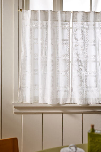Cotton Eyelet Embroidered Sheer Cafe Curtain, Set of 2 - image 1