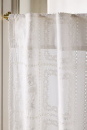 Cotton Eyelet Embroidered Sheer Cafe Curtain, Set of 2 - thumbnail 2