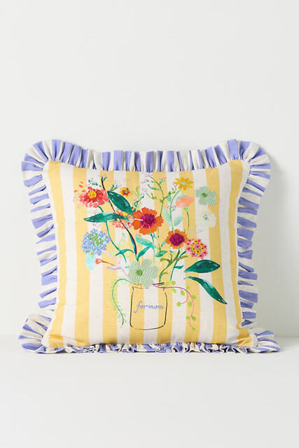 Mother's Day Cotton Embroidered Printed Floral Cushion - image 1