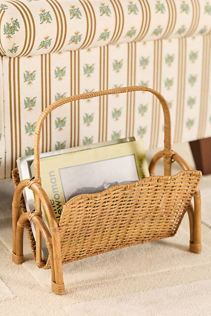 Ripple Rattan Magazine Basket with Handle - image 1