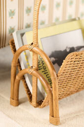 Ripple Rattan Magazine Basket with Handle - thumbnail 2
