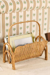 Ripple Rattan Magazine Basket with Handle - thumbnail 1