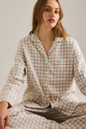 Piglet In Bed Linen-Cotton Gingham Long Pyjama Set - thumbnail 3