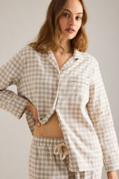 Piglet In Bed Linen-Cotton Gingham Long Pyjama Set - thumbnail 4