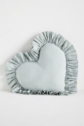 Gingham Cotton Ruffle Heart Cushion - thumbnail 1