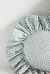 Gingham Cotton Ruffle Heart Cushion - thumbnail 3
