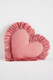 Gingham Cotton Ruffle Heart Cushion - thumbnail 2