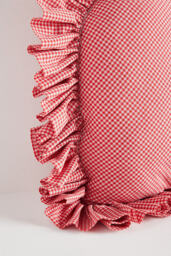 Gingham Cotton Ruffle Heart Cushion - thumbnail 3