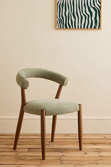 Elsa Chenille Weave-Upholstered Beech Wood Dining Chair - image 1