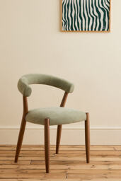 Elsa Chenille Weave-Upholstered Beech Wood Dining Chair - thumbnail 1