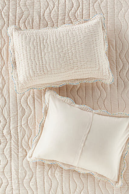 Iluka Cotton Solid Floral Edge Pillowcases, Set of 2