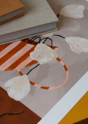 The Poster Club White Flowers in Striped Vase Art Print - thumbnail 2