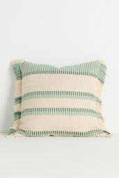 Pieced Stripe Cotton-Blend Woven Cushion Cover - thumbnail 1