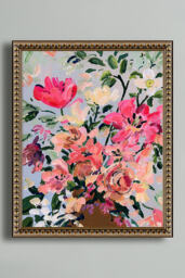Pink Flowers In Terracotta Vase by KT Smail Wall Art - thumbnail 1