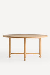 "Roma Round 60"" Oak Wood Dining Table" - thumbnail 2