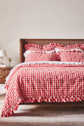 Gingham Ruffle Yarn-Dyed Cotton Quilted Bedspread - thumbnail 1