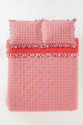 Gingham Ruffle Yarn-Dyed Cotton Quilted Bedspread - thumbnail 2