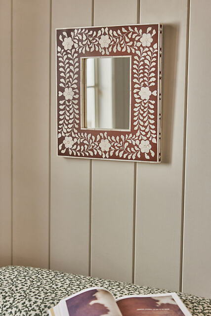 By Anthropologie Phoebe Bone Inlay Floral Wall Mirror - image 1