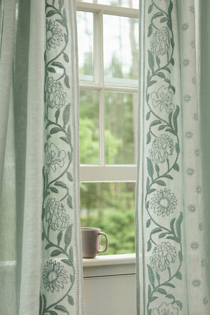 Embroidered Manette Floral Curtain - image 1