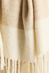 Laurie Herringbone Woven Wool Fringe Throw Blanket - thumbnail 3
