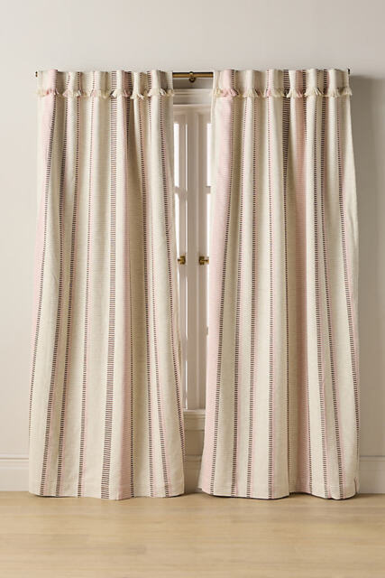 Pieced Stripe Cotton Blend Woven Blackout Curtain - image 1