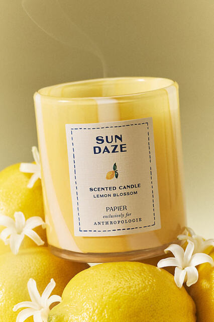 Papier x Anthropologie Floral Lemon Blossom Boxed Glass Candle - image 1