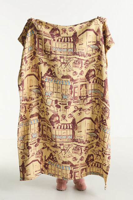 Damson Madder Two-Way Printed Woven Cotton Quilted Throw Blanket - image 1