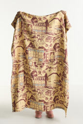 Damson Madder Two-Way Printed Woven Cotton Quilted Throw Blanket - thumbnail 1