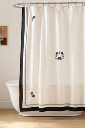 Hotel Reverie Cotton Embroidered Floral Shower Curtain - thumbnail 1