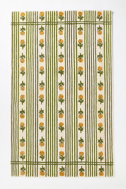 Tufted & Hooked Wool Floral Rug - image 1
