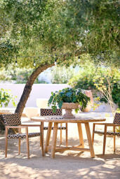 Terrain Havana Wicker & Teak Dining Chair, Black + Natural Diamond - thumbnail 5