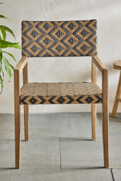 Terrain Havana Wicker & Teak Dining Chair, Black + Natural Diamond - thumbnail 3