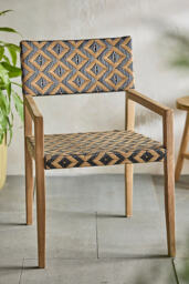 Terrain Havana Wicker & Teak Dining Chair, Black + Natural Diamond