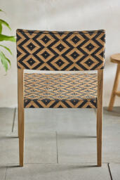 Terrain Havana Wicker & Teak Dining Chair, Black + Natural Diamond - thumbnail 4