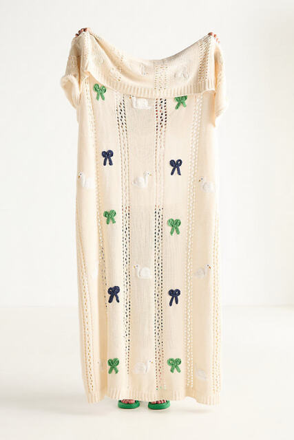Isabella Cotton Crochet Knit Throw Blanket - image 1