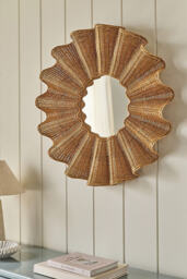 Wave Rattan Round Mirror - thumbnail 1