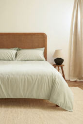 Dip & Doze Reversible Sage Stripe Cotton Duvet Cover - thumbnail 1