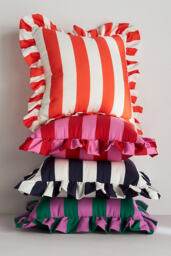 Maeve Striped Ruffle Indoor/Outdoor Cushion - thumbnail 3