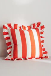 Maeve Striped Ruffle Indoor/Outdoor Cushion