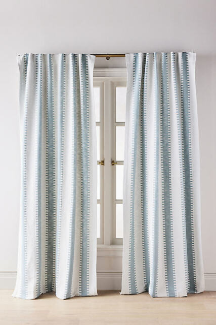 Cotton Jacquard Notched Striped Curtain - image 1