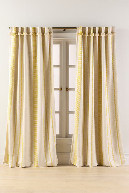 Pieced Stripe Cotton Blend Woven Blackout Curtain - image 1