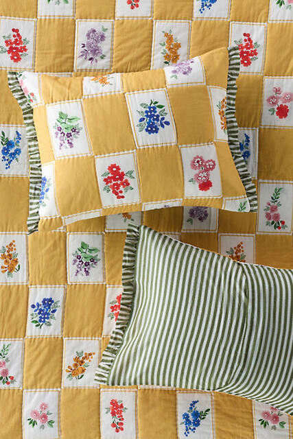 Cotton Voile Floral Printed Ruffle Pillowcases, Set of 2