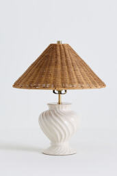 Angelica Twisted Ceramic Rattan Table Lamp - thumbnail 2